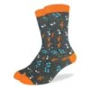 Men's Orange Music Notes Socks 1 Men's Orange Music Notes Socks -Good Luck Sock Sales 1112 Good Luck Sock Orange Music Notes Crew Socks