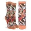 Women's Floral English Bulldog Socks -Good Luck Sock Sales 5073 Good Luck Sock Floral Bulldog Sock v1